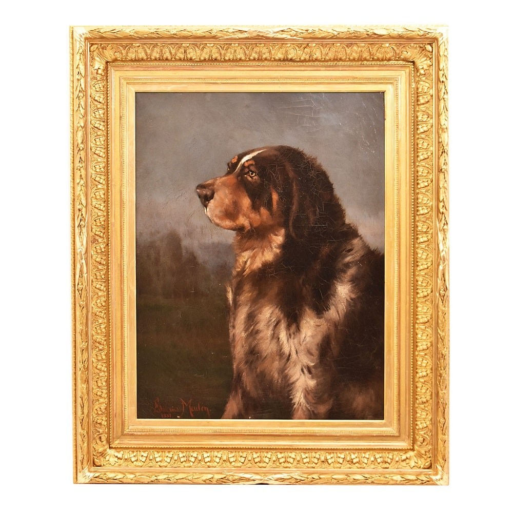 QA633 1 antique oil painting dogs portraits painting XIX century.jpg